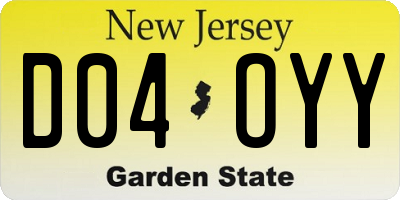 NJ license plate D04OYY
