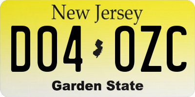 NJ license plate D04OZC