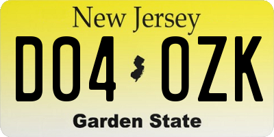 NJ license plate D04OZK