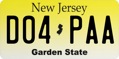 NJ license plate D04PAA