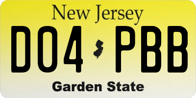 NJ license plate D04PBB