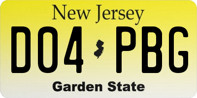 NJ license plate D04PBG