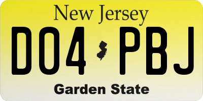 NJ license plate D04PBJ