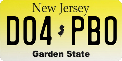 NJ license plate D04PBO