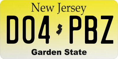 NJ license plate D04PBZ