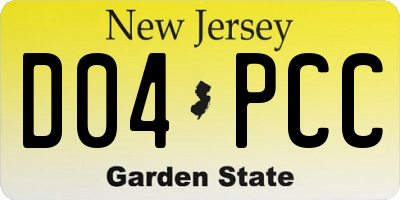 NJ license plate D04PCC