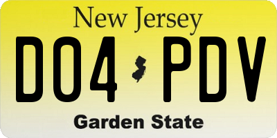 NJ license plate D04PDV