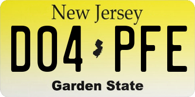 NJ license plate D04PFE