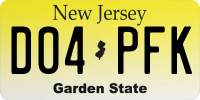 NJ license plate D04PFK