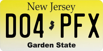 NJ license plate D04PFX