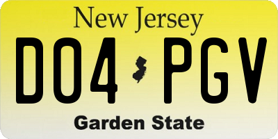 NJ license plate D04PGV