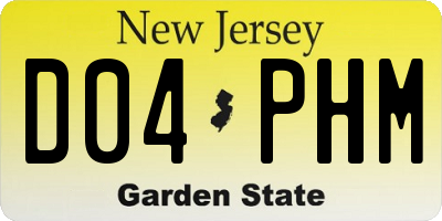 NJ license plate D04PHM