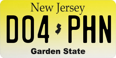 NJ license plate D04PHN