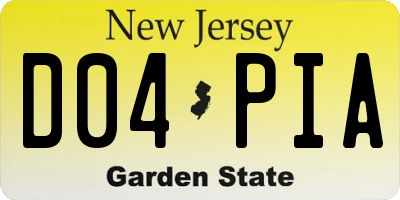 NJ license plate D04PIA