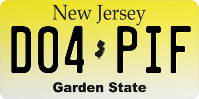 NJ license plate D04PIF