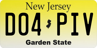 NJ license plate D04PIV