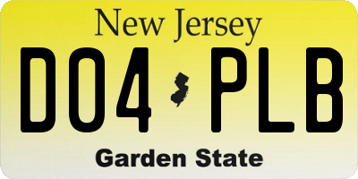 NJ license plate D04PLB