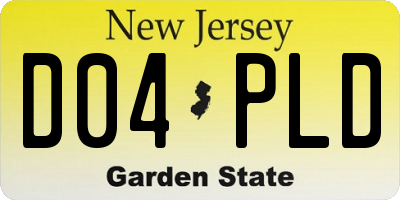NJ license plate D04PLD