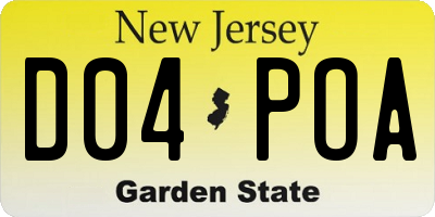 NJ license plate D04POA