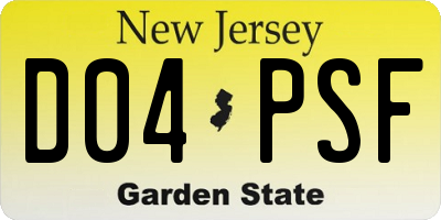 NJ license plate D04PSF
