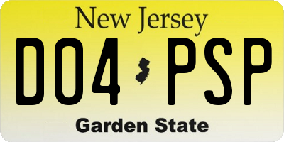 NJ license plate D04PSP