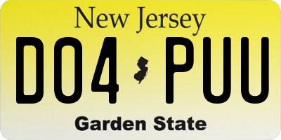 NJ license plate D04PUU
