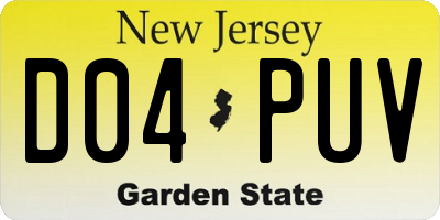 NJ license plate D04PUV