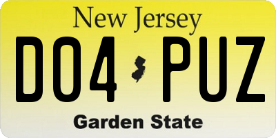 NJ license plate D04PUZ