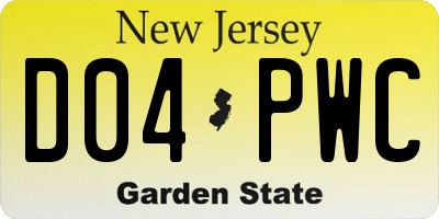 NJ license plate D04PWC