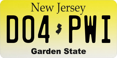 NJ license plate D04PWI