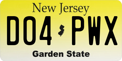 NJ license plate D04PWX