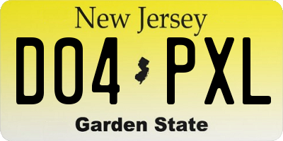 NJ license plate D04PXL