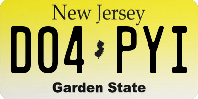 NJ license plate D04PYI