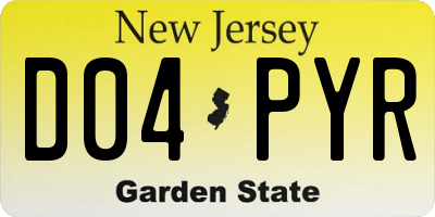 NJ license plate D04PYR