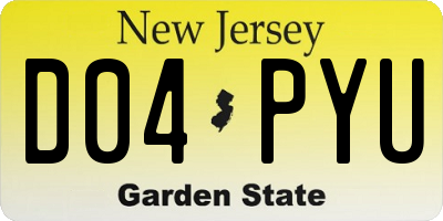 NJ license plate D04PYU