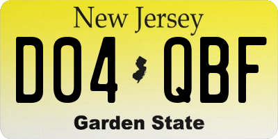 NJ license plate D04QBF