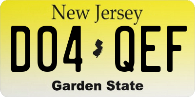 NJ license plate D04QEF
