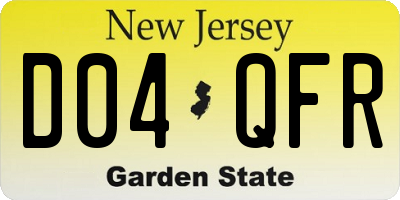 NJ license plate D04QFR
