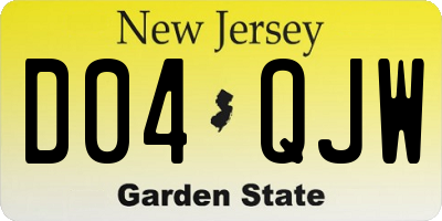 NJ license plate D04QJW