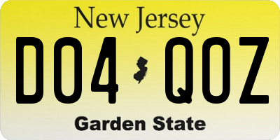 NJ license plate D04QOZ