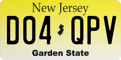 NJ license plate D04QPV