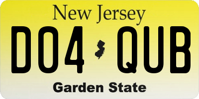 NJ license plate D04QUB