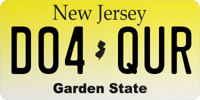 NJ license plate D04QUR
