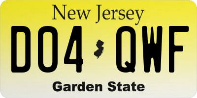 NJ license plate D04QWF