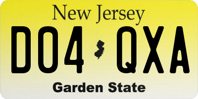 NJ license plate D04QXA