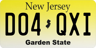 NJ license plate D04QXI