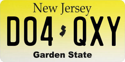 NJ license plate D04QXY