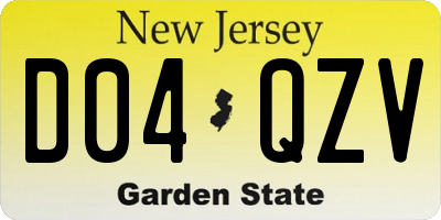 NJ license plate D04QZV