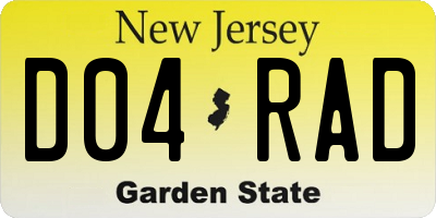 NJ license plate D04RAD