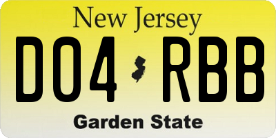 NJ license plate D04RBB